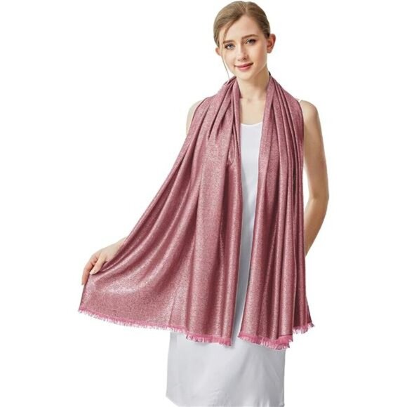 Sparkling Metallic Shawl Wraps Scarf Red - Picture 2 of 6
